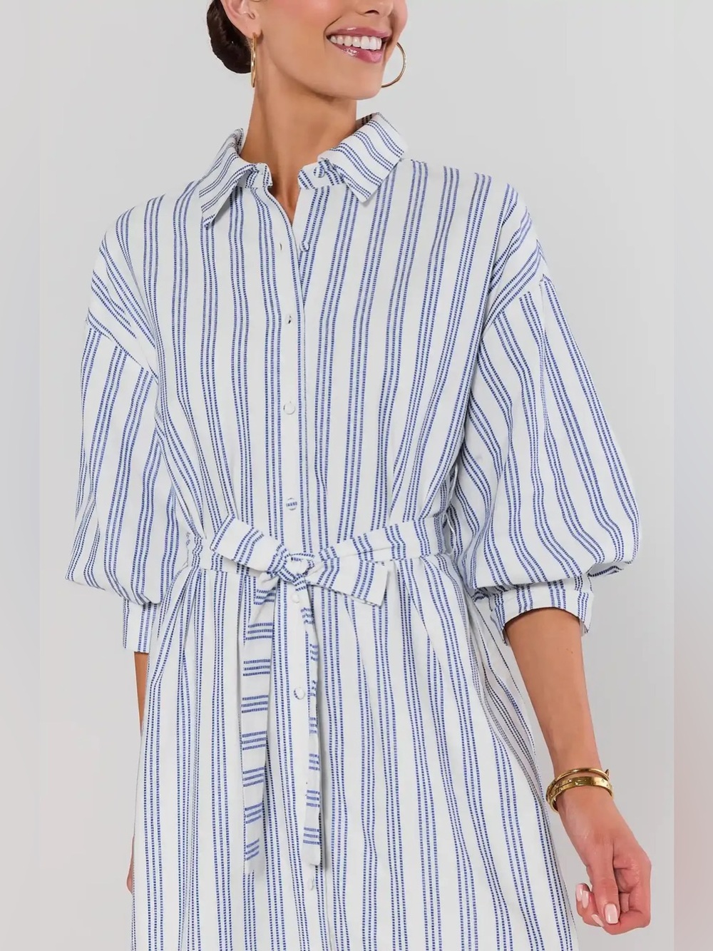 NWT Avara Summerlyn White Striped Midi Dress Sz S - Picture 2 of 9